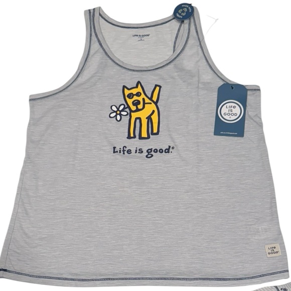 LIFE IS GOOD 2 Piece Set Animal Lover Dogs Striped Floral Pajamas NWT Large - Picture 7 of 13